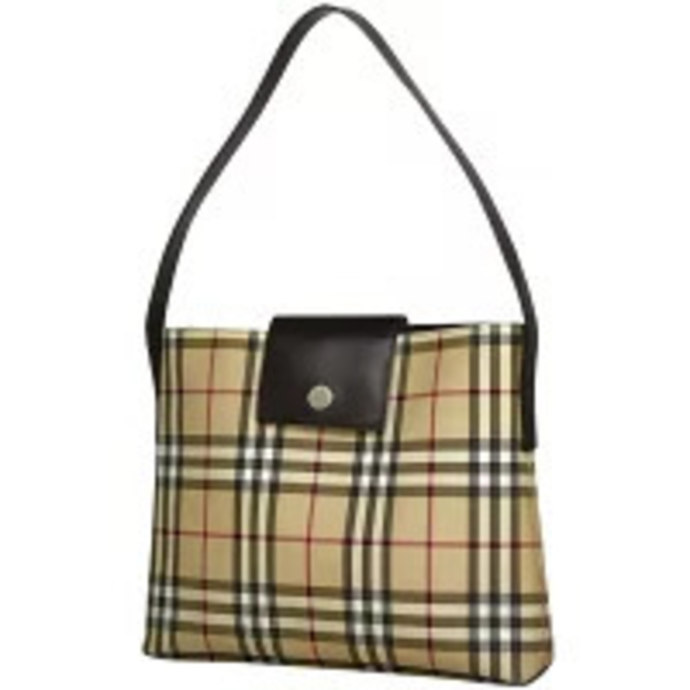 Burberry Check Shoulder Bag Hobo Canvas Beige Black